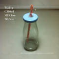 300ml Glass Milk Bottle with Cap and Straw